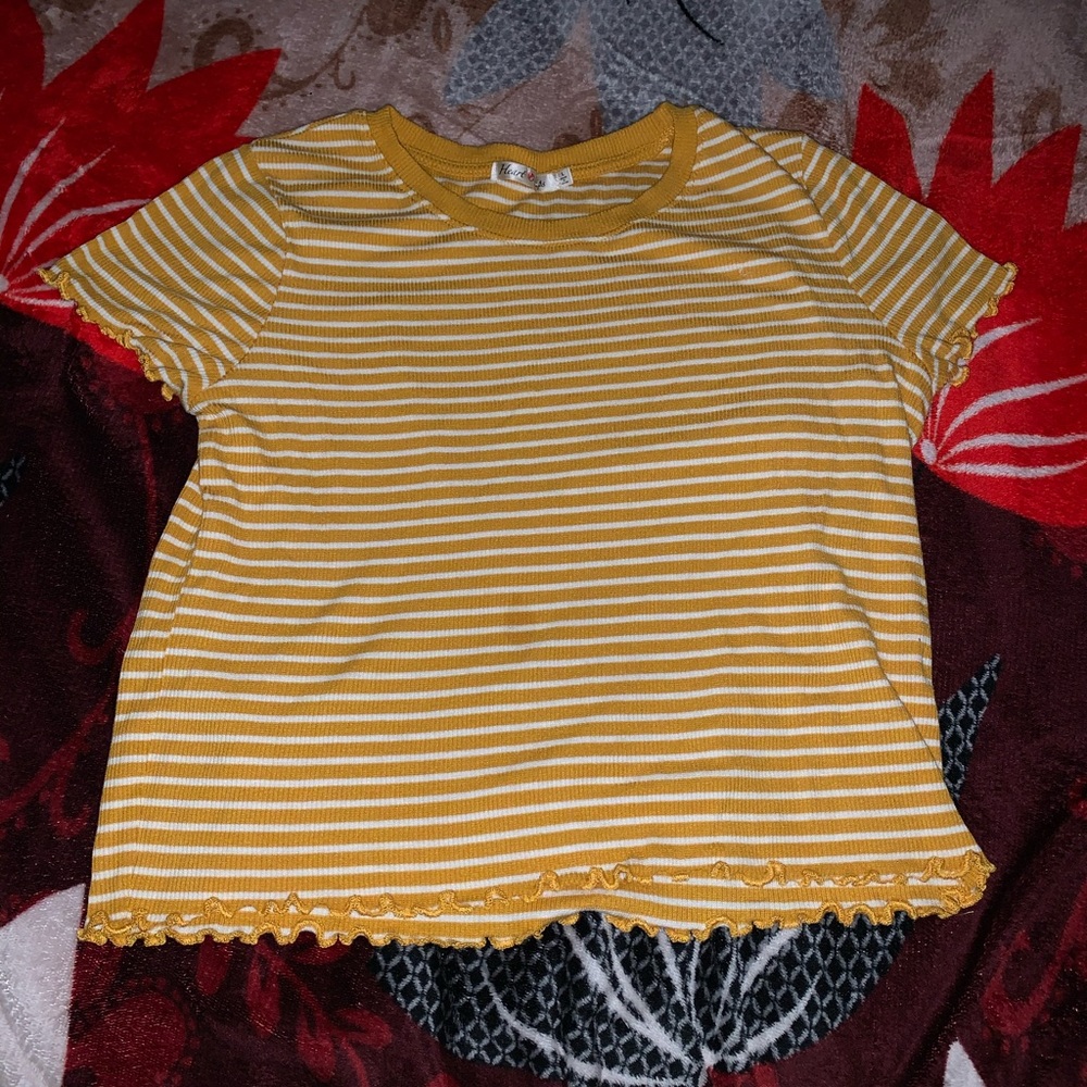 Yellow and white Stripped Crop Top